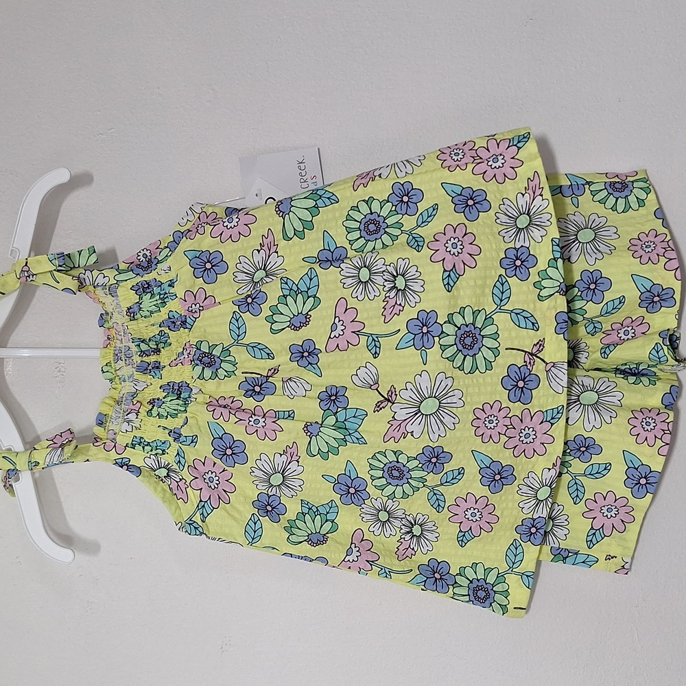 Falls Creek Kids Top And Shorts Floral Matching Set - Yellow and Blue